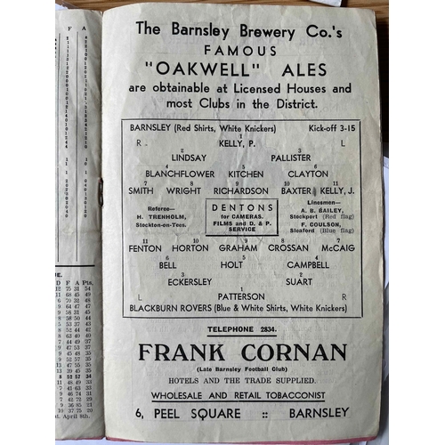 48 - 1949/50 Barnsley v Blackburn Rovers, Writing on cover, spine slight tear.