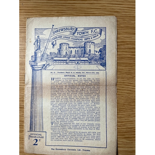 65 - 1947/48 Shrewsbury Town v Wellington Town, midland League, Staple coming loose.