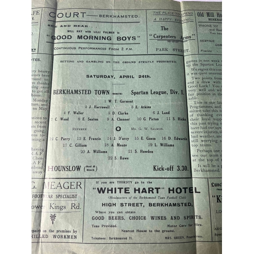 80 - 1936/37 Berkhamsted Town v Hounslow, Spartan League, Good