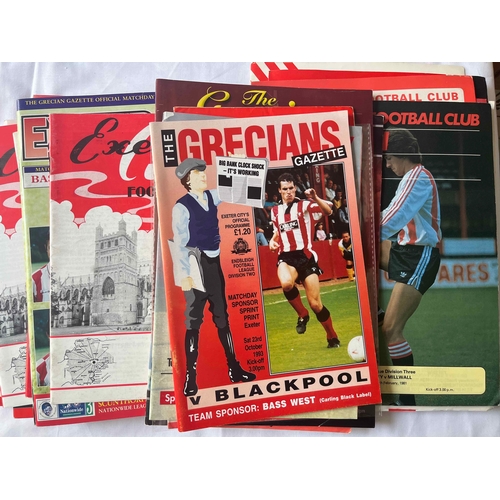 98 - Pack of 33 x Exeter City Programmes, dated from 1966 to 2000's, good.