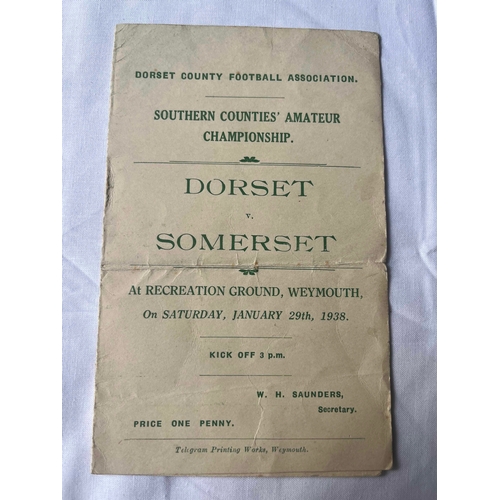 100 - 1937/38 Dorset v Somerset, Southern Counties Amateur Championship at Weymouth. Creased along the mid... 