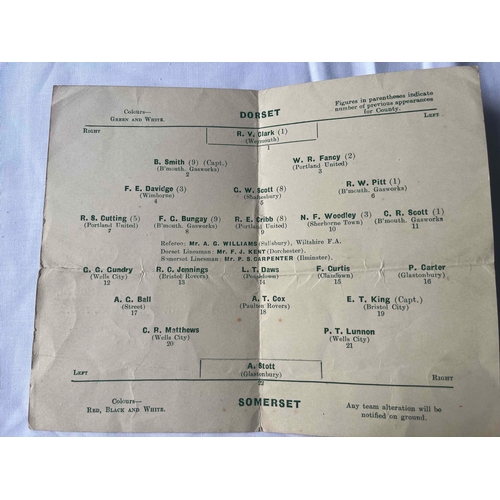 100 - 1937/38 Dorset v Somerset, Southern Counties Amateur Championship at Weymouth. Creased along the mid... 