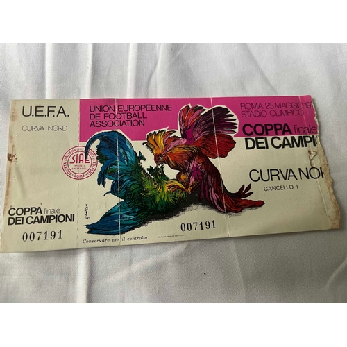 168 - European Cup final Ticket 1977, Liverpool v Borussia Moenchengladbach. Showing signs of age, was att... 