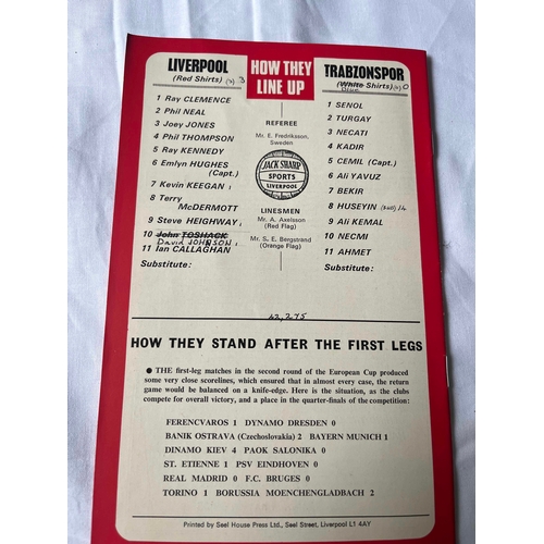 179 - 1976/77 Liverpool v Trabzonspor Ticket and programme,