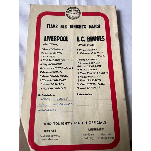 175 - UEFA Cup Final 1976, Liverpool v FC Bruges April 28th. Number on front and subs named on the back.