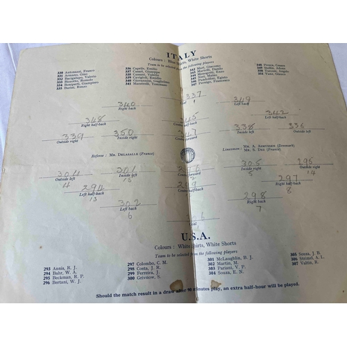 205 - 1948 Olympic Games Italy v USA programme, played at Brentford, marked cover and back cover. Team cha... 