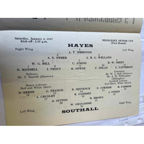 217 - 1946/47 Hayes v Middlesex, Middlesex Senior Cup programme