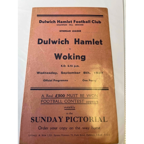 218 - 1937/38 Dulwich Hamlet v Woking, Isthmian League programme. Clean