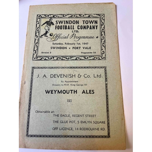 239 - 1946/47 Swindon Town v Port Vale. Division 3, good condition.