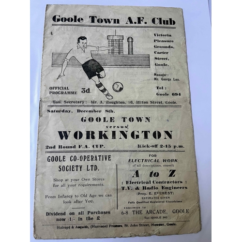 256 - 1956/57 Goole Town v Workington, FA Cup 2nd round. Fair to good condition.