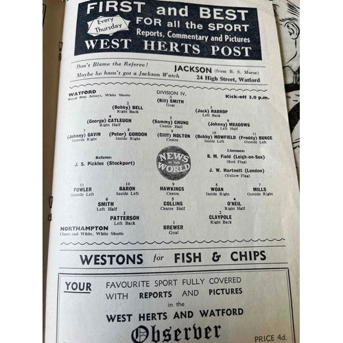 318 - 4 x Northampton 50'S, Watford (A) 55/56, 58/59 (Number on front), QPR 54/55 , Cobblers v Combined Le... 