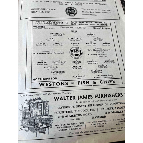 318 - 4 x Northampton 50'S, Watford (A) 55/56, 58/59 (Number on front), QPR 54/55 , Cobblers v Combined Le... 