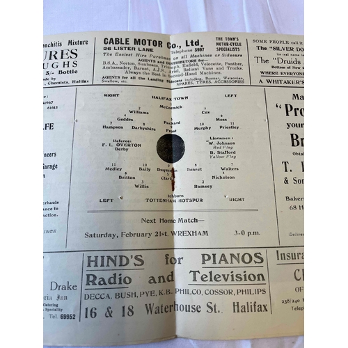 368 - 1952/53 Halifax v Tottenham Hotspur, FA Cup good condition , shock defeat for Spurs