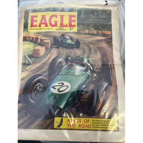 374 - Eagle 8/9/62 Vol13, No36, Plus 21/1/67 Vol 18 No3, Eagle and a Lion Comic 21/11/64, Racing car relat... 