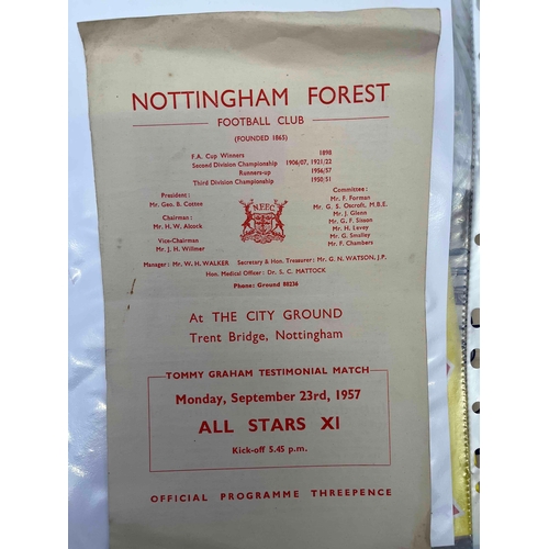 387 - 1967 Tommy Graham Testimonial, Nottingham Forest v All Stars X1. 4 page issue