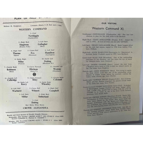 391 - 1959 Crewe Alexandra v Western Command, Corner creased. Middle going down slight crease