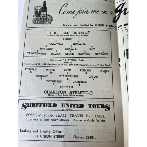 403 - 2 x Sheffield United v Charlton, 54/55 and 55/56, writing in middle.