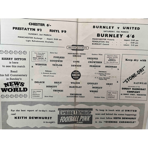 426 - 1957/58 Manchester United v Nottingham Forest, first match after munich that United listed a team in... 