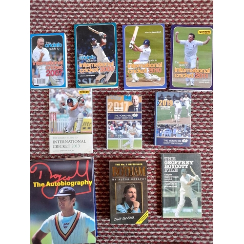 452 - A collection of cricket annuals and books, Playfair Annuals 96,97,98,99, 2002, 03, 04, 05, 06, 07, 0... 