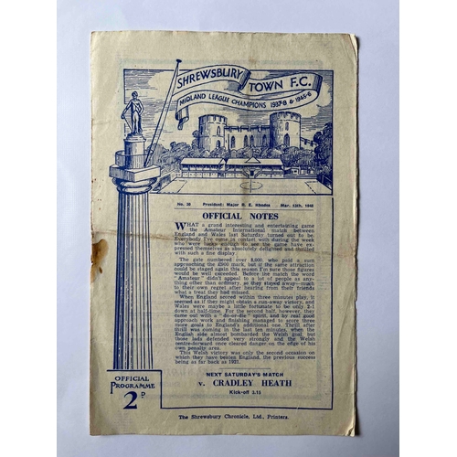 497 - Shrewsbury Town v Rotherham, Midland League 1947/48, Rusty staple .