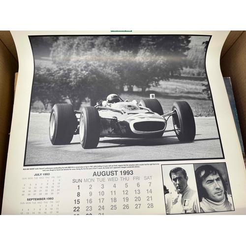 376 - Box of mostly Jim Clark plus other memorabilia, Includes 1963 calendar, old newspapers photos and mu... 