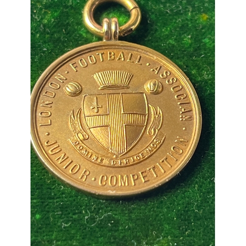 3 - 9ct Gold Medal The obverse inscribed London Football Association, Junior Competition. The reverse in... 