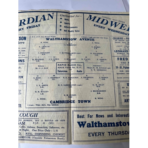 5 - 1948/49 Walthamstow Avenue v Cambridge Town FA Cup first Round proper. Good condition