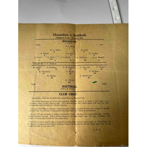 8 - Amateur Cup, Hounslow v Southall. Green mark inside cover. Date to be sourced but believed to be pre... 