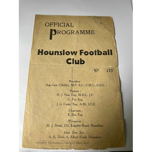 8 - Amateur Cup, Hounslow v Southall. Green mark inside cover. Date to be sourced but believed to be pre... 