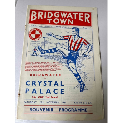 9 - 1961/62 Bridgwater v Crystal Palace FA Cup 2nd round. Good, just slightly rusty staples