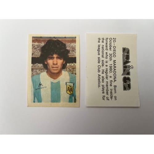 18 - Diego Maradona FKS 82 World Cup Sticker, Became attached from its backing but both backing and Photo... 