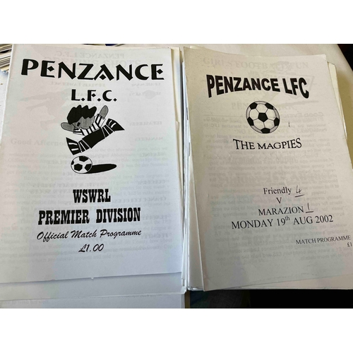 24 - Lot of 30+ Penzance Ladies football programmes, covering FA Cup, league and friendlies. Mainly 2000'... 