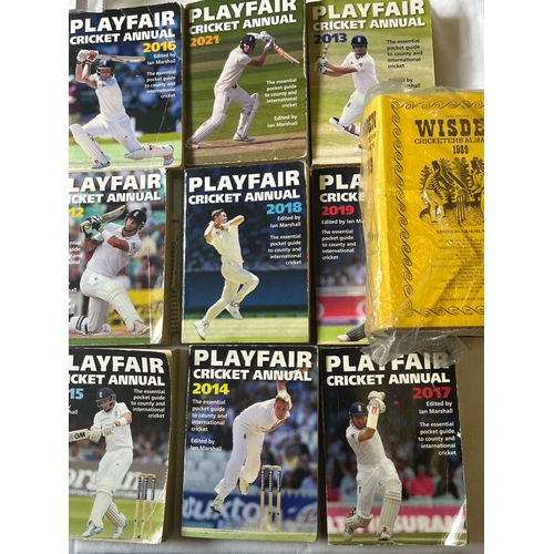 27 - Cricket, Playfair 2012,13, 14, 15, 16, 17, 18,19,21 and Wisden 1989. Fair to good