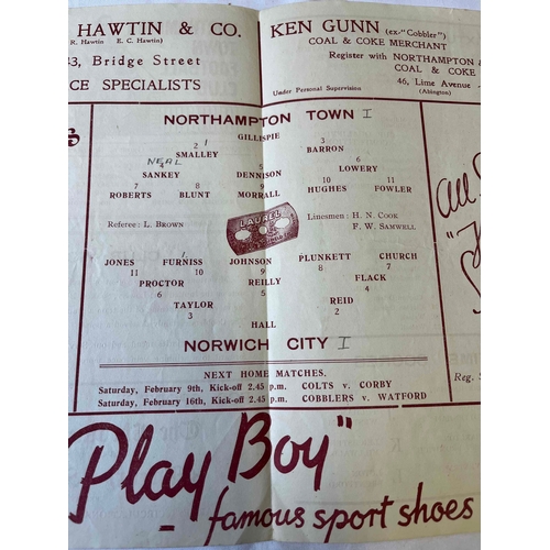 32 - 1945/46 Northampton Town v Norwich City, Good condition.