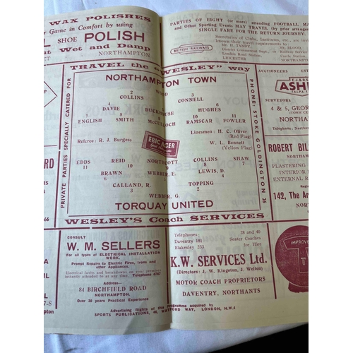 33 - 1951/52 Northampton Town v Torquay United. Good condition no staple