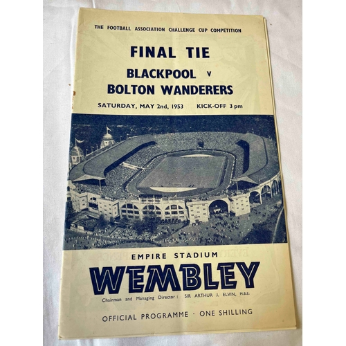 35 - 1953 FA Cup Final Blackpool v Bolton. Good condition but for a rusty staple mark. Staple removed.