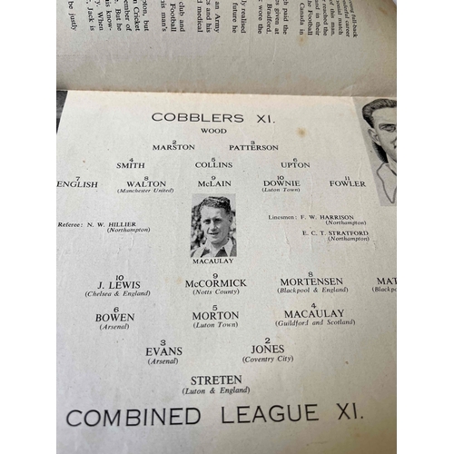 37 - 1954 Northampton Town v Combined league X1. Jack jennings Testimonial Match. Good condition