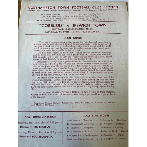 38 - 1955/56 Northampton Town v Ipswich Town. Good condition