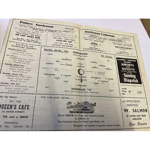 55 - 1953/54 Gorleston v Norwich City 'A'. Number written on front, otherwise normal signs of ageing and ... 