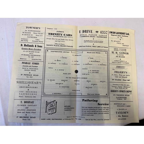 59 - 1959/60 Eastbourne United v Arsenal 'A', Metropolitan League. Arsenal were champions the year before... 