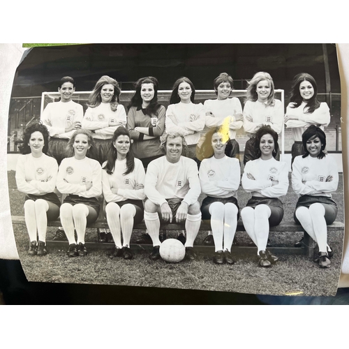 74 - 2 Ladies team Photos, The 'Bobby Dazzlers' Miss World Contestants from 1971, Bobby Moore pictured wi... 