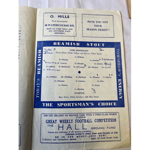 78 - 1958/59 Cork Hibernians v Everton, Played on August 13th 1958. Team changes but good condition.