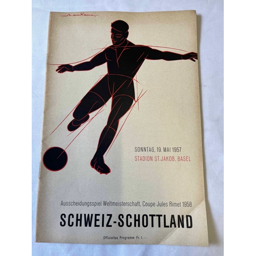 86 - 1957 Switzerland v Scotland, 1958 World Cup Qualifyer, Excellent condition