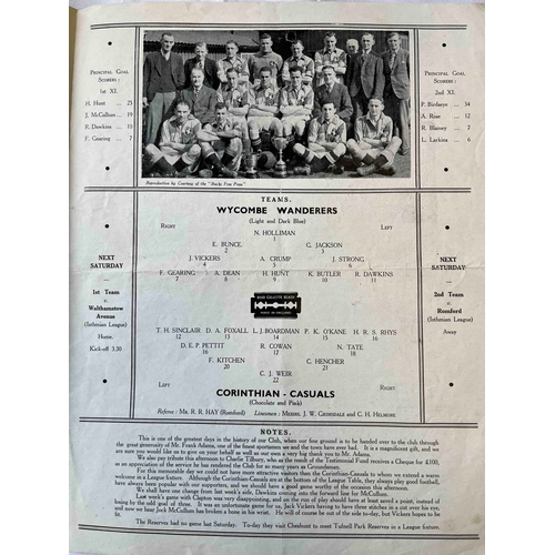 98 - 1946/47 Wycombe v Corinthian Casuals. Good condition.

Mistake in catalogue as it stated Wimbledon.