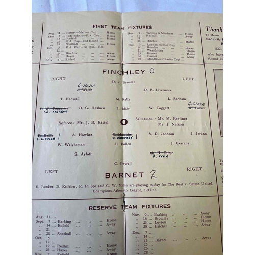 99 - 1946/47 Finchley v Barnet (Opening of the new pitch), team changes