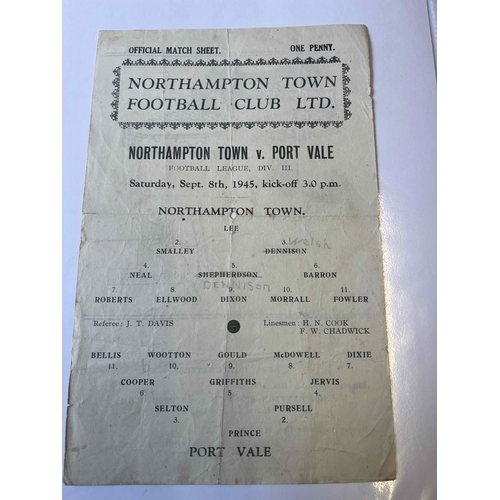 114 - 1945/46 Northampton Town v Port Vale, Single sheey, small hole in middle of programme, Team changes ... 