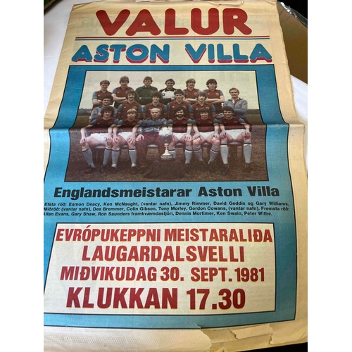 122 - 1982 European Cup First Round  - Valur (Iceland) v Aston Villa, Tear on bottom of front page. Newspa... 