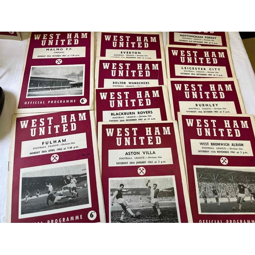 127 - West Ham early 1960's collection. 60/61 x 11, 1961/62 x 10 (Includes Malmo Fr), 1962/63 x 10 (Includ... 