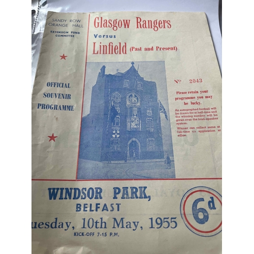 136 - 1954/55 Linfield (Past and Present) v Rangers, Sandy Row Orange Hall Extension Fund Committee. Winds... 