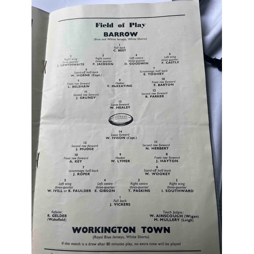 146 - 1954/55 Barrow v Workington Town Rugby League Cup Final.clean and slight crease.